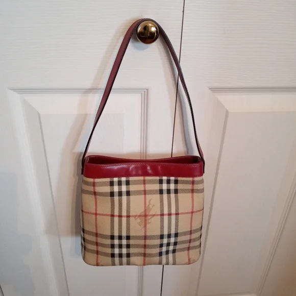 AUTHENTIC Vintage Burberry Haymarket Check Shoulder Bag With Certificate - Picture 2 of 11